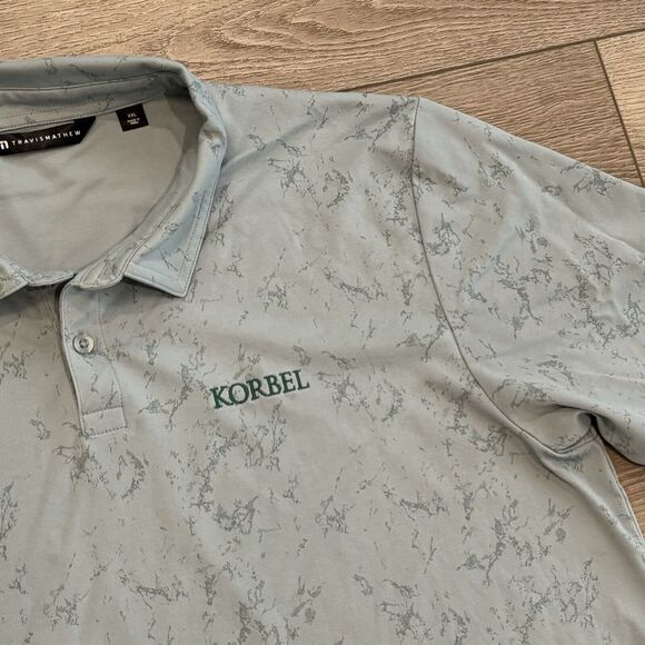 Travis Mathew Golf Shirt Polo Mens XXL 2XL Blue All Over Pattern Tie Dye Preppy - Picture 3 of 8